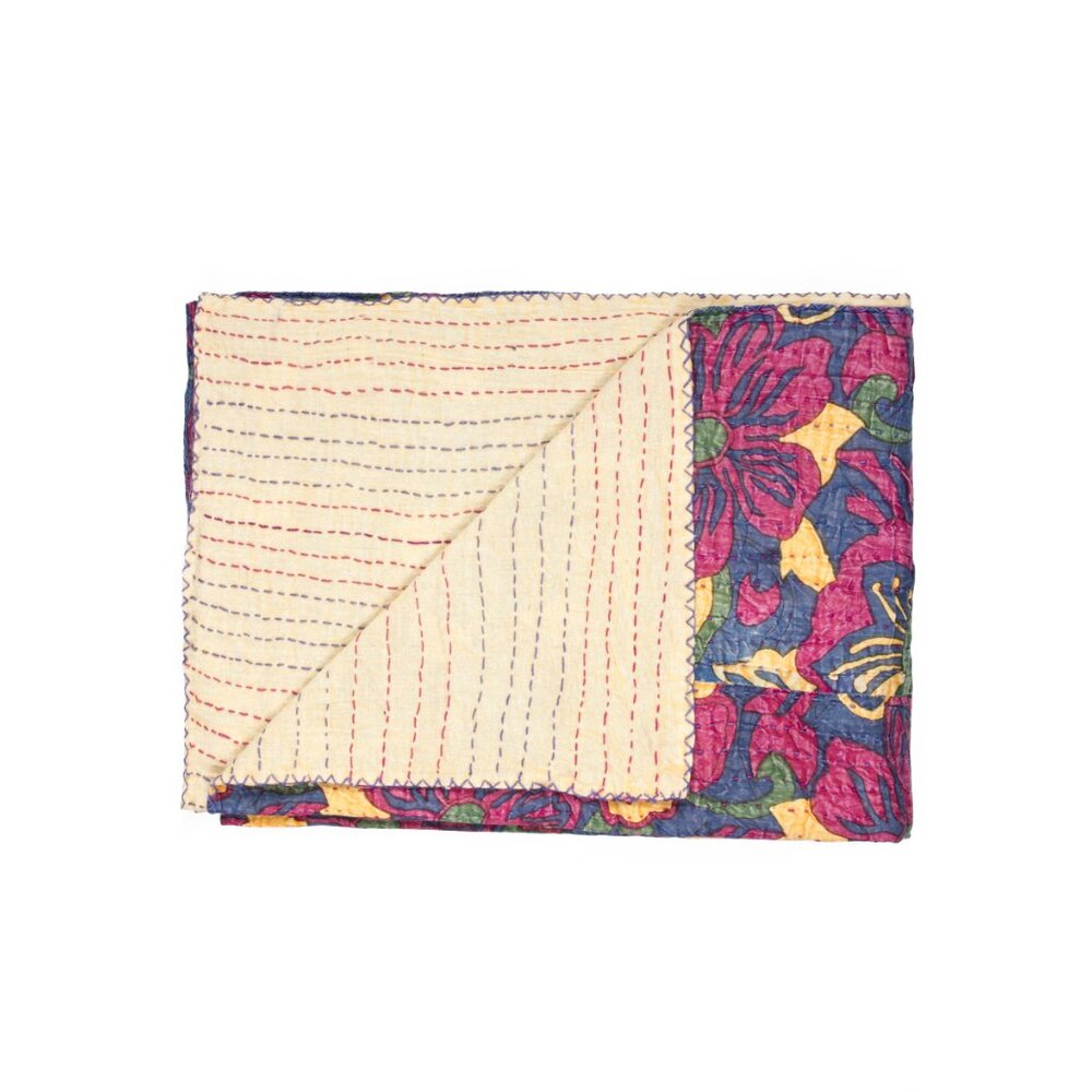Taj Hotel Home Decor Kantha Cotton Throw | 1-Piece | Multicolor | 50"x70"